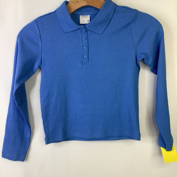 Size 8: Zara Light Blue Collard Long Sleeve Polo