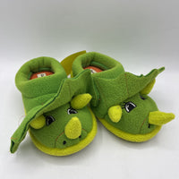 Size 7-8: Dearfoam Green Triceratops Fleece Slippers