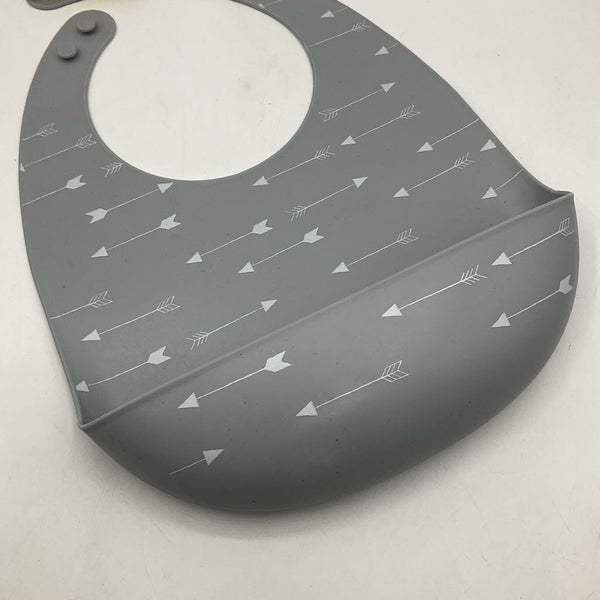 Cloud Island Grey White Arrows Silicon Bib