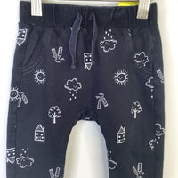 Size 9m: Petit Lem Black/White Sketches Comfy Pants