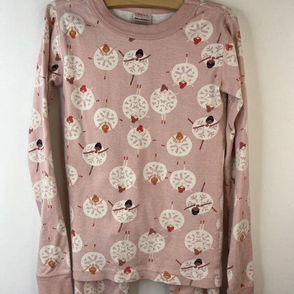 Size 10 (140): Hanna Andersson Pink Snowflakes Ballerinas Long Sleeve 2pc PJS