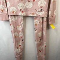 Size 10 (140): Hanna Andersson Pink Snowflakes Ballerinas Long Sleeve 2pc PJS