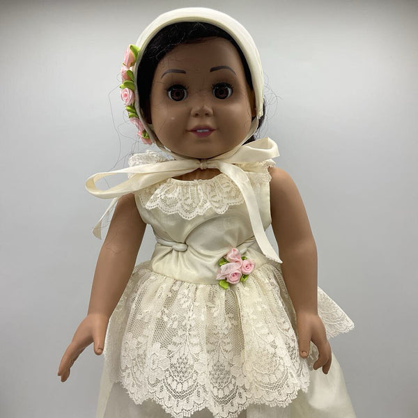 American Girl Doll in White Dress Stand Holder