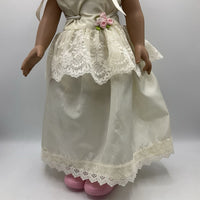 American Girl Doll in White Dress & Stand Holder