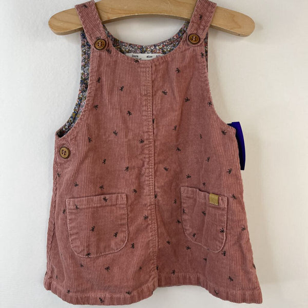 Size 6-9m: Zara Pink/Black Bows Overall Dress