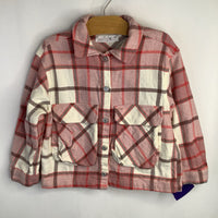 Size 5-6: Zara Light Red/Pink Plaid Flannel