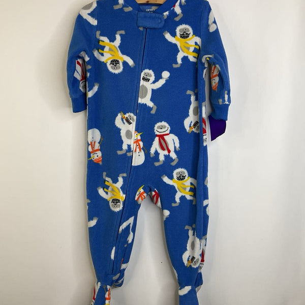 Size 12m: Carters Blue Yeti's in Scarfs Footed Fleece PJS