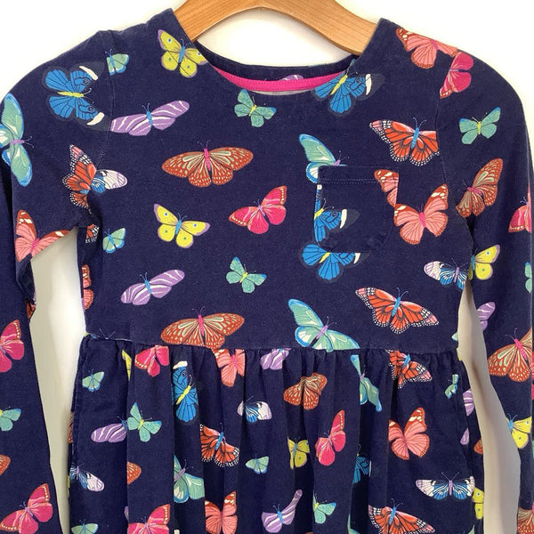 Size 9-10: Mini Boden Blue/Colorful Butterflies Long Sleeve Dress