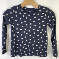 Size 7: Tea Blue/White Polka Dots Long Sleeve Shirt