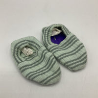 Size 3-6m: Kate Quinn 2 Tone Green Striped Soft Soled Shoes