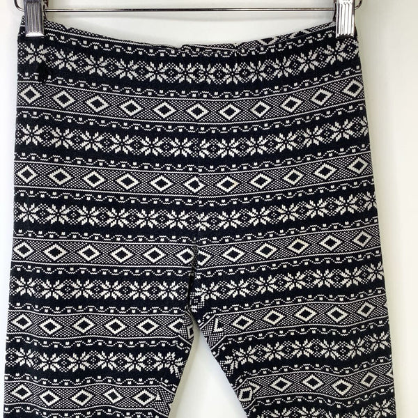 Size 12-14: Ralph Lauren Black/White Snowflake Stripes Leggings