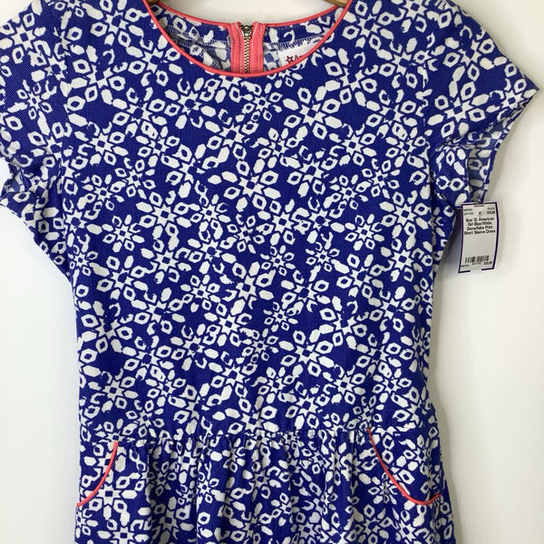 Size 12: American Girl Blue/White Snowflake Print Short Sleeve Dress