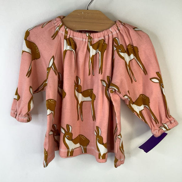 Size 3-6m: Milk Barn Light Pink/Deer Print Long Sleeve Shirt