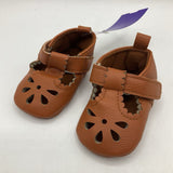 Size 0-3m: First Steps Brown Velcro Strap Soft Soled Shoes