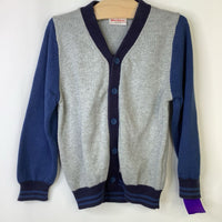 Size 5 (110): Hanna Andersson Grey & Blue Knitted Button-up Cardigan