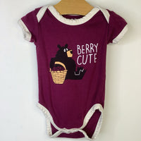 Size 6m: Lazy One Deep Raspberry Black Bear 'Berry Cute' Short Sleeve Onesie