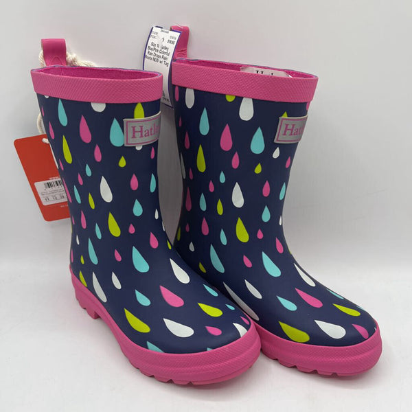 Size 10: Hatley Blue/Pink Colorful Rain Drops Rain Boots NEW w/ Tag