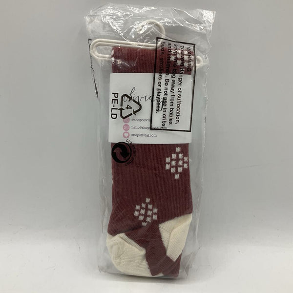 Size 0-6m: Oliva J Brick Red 'Whitney' Long Socks NEW