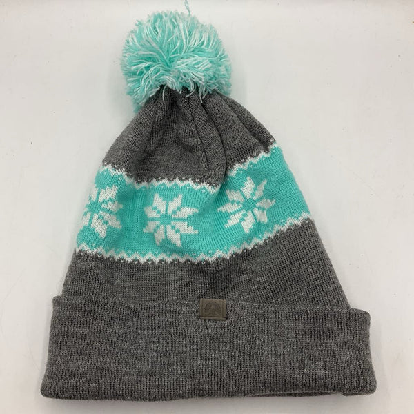 Size OS: Cirque Grey & Turquoise Knitted Snowflakes Beanie