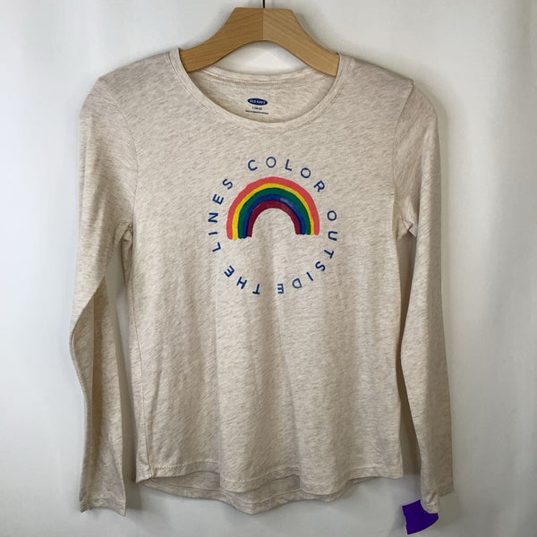 Size 10-12: Old Navy Creme Rainbow 'Color Outside the Lines' Long Sleeve T NEW w/ Tag