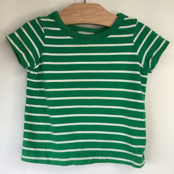 Size 6-12m (70): Hanna Anderson Green/White Stripes T-Shirt