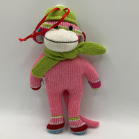 Knitted Pink Winter Sock Monkey