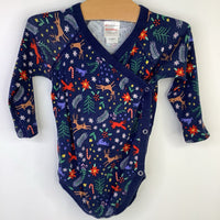 Size 18-24m (80): Hanna Anderson Dark Blue/Holiday Animals Long Sleeve Onesie