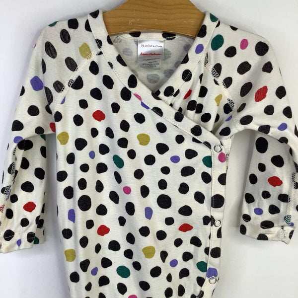 Size 6-12m (70): Hanna Anderson White/Polka Dots Long Sleeve Onesie