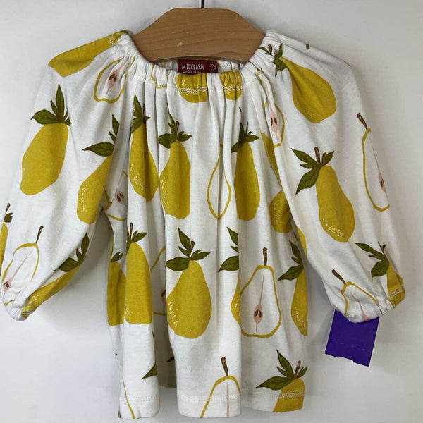 Size 3-6m: Milkbarn White/Yellow Lemon Print Long Sleeve Shirt