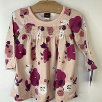 Size 3-6m: Tea Light Pink/Pink & Purple Flowers Long Sleeve Dress