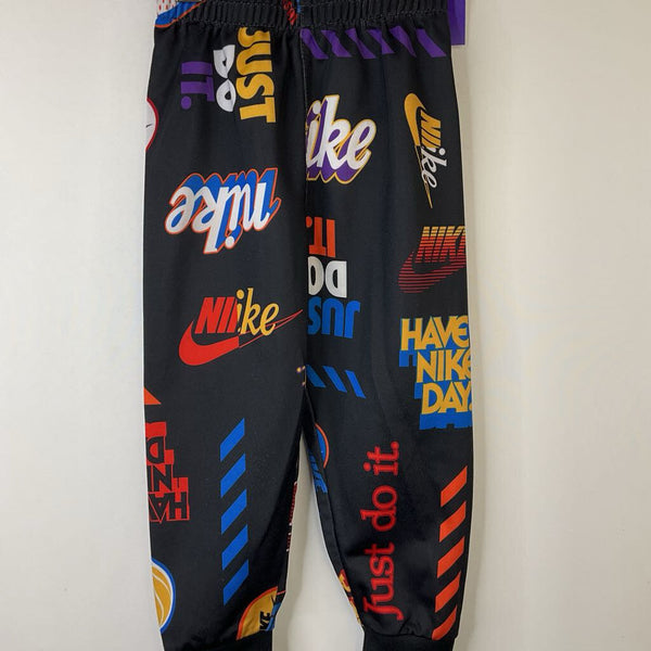 Size 2: Nike Black/Colorful "Nike" Print Athletic Pants