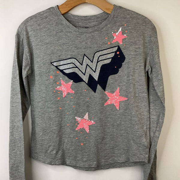 Size 10: Gap Grey/Wonder Women Symbol & Sequins Stars Long Sleeve Shirt