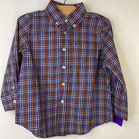 Size 2: Crewcuts Blue/Red Checkered Button-Up Collared Long Sleeve Shirt