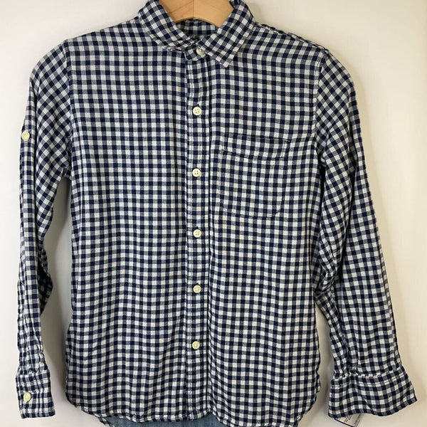 Size 10: Gap Blue/White Checkered Button-Up Collared Long Sleeve Shirt