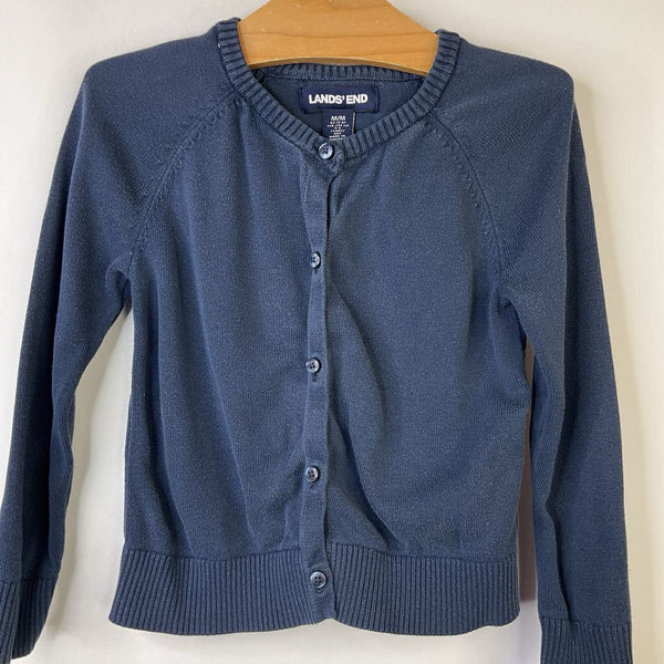 Size 5-6: Lands Ends Dark Blue Button-Up Cardigan