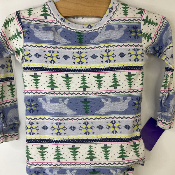 Size 18-24m: Gap winter Print Stripes Long Sleeve 2pc PJS