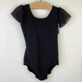 Size 5: Black Ruffle Short Sleeve Leotard