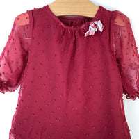 Size 3-6m: Rene Rofe Red Long Sleeve Dress w/ Pink Red Roses Leggings