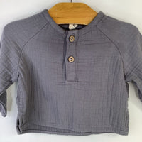 Size 0-3m: Quincy Mae Faded Blue Long Sleeve Shirt