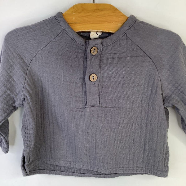 Size 0-3m: Quincy Mae Faded Blue Long Sleeve Shirt