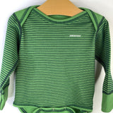 Size 12-18m: Patagonia 2 Tone Green Striped Long Sleeve Onesie