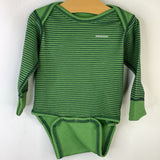 Size 12-18m: Patagonia 2 Tone Green Striped Long Sleeve Onesie