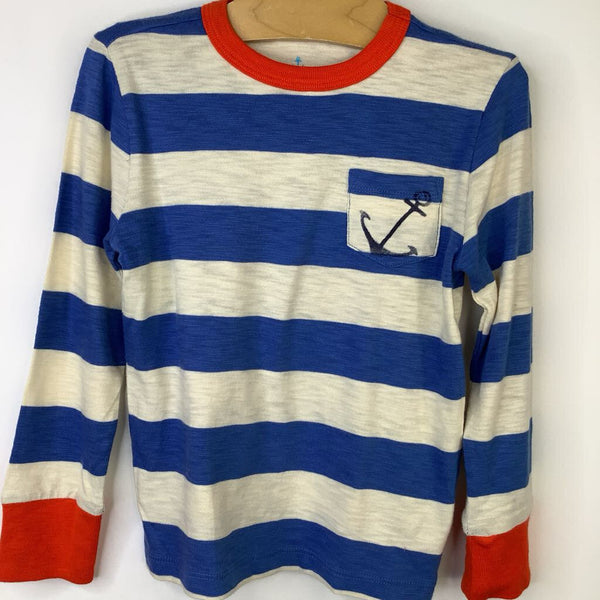 Size 3: Crewcuts Blue/White Striped Anchor Pocket T-Shirt