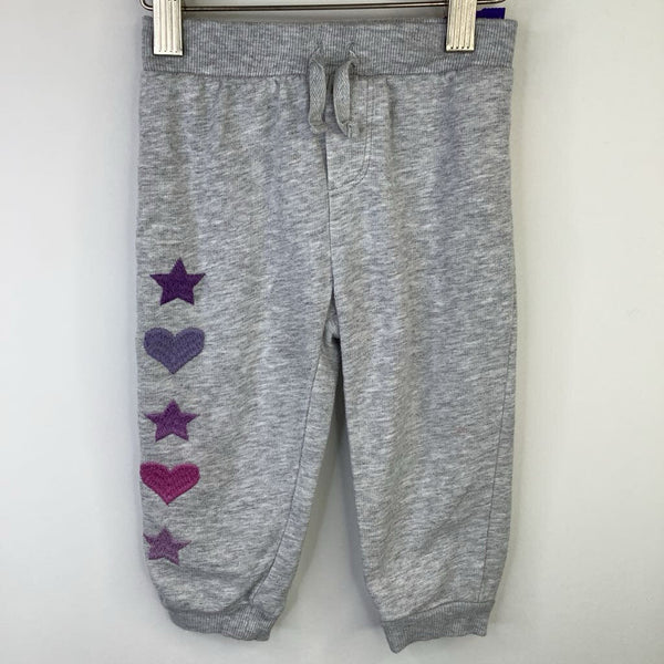 Size 12-18m: Splendid Light Grey/Purple Hearts & Stars Sweatpants