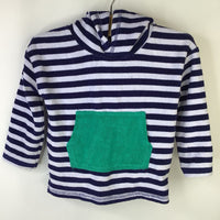 Size 18m: Tucker + Tate White/Blue Striped Terry Cloth Hoodie