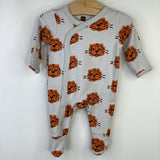 Size NB: Tea Creme/Orange Tigers Long Sleeve Footed Onesie