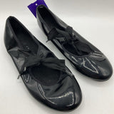 Size 1Y: Black Lace-up Tap Shoes