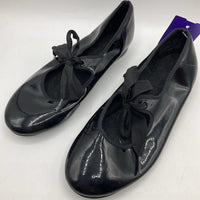 Size 1Y: Black Lace-up Tap Shoes