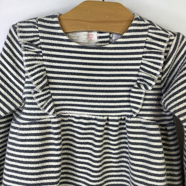 Size 12-18m: Zara Grey & White Striped Long Sleeve Dress