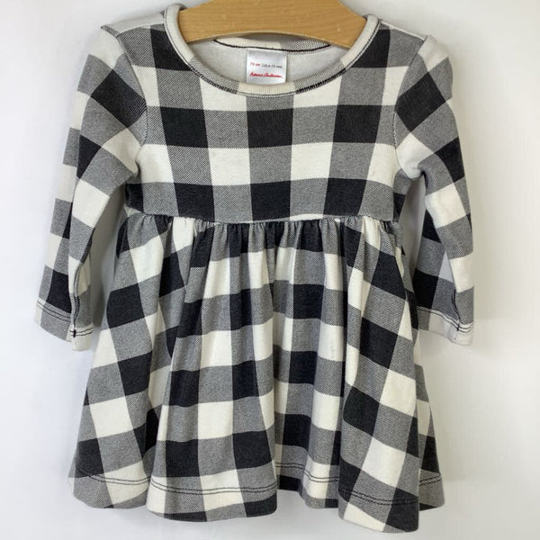 Size 6-12m (70): Hanna Andersson Black & White Gingham Long Sleeve Dress